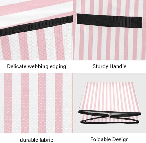 YETTASBIN Pink Stripes Large Christmas Ornament Storage Box with Zipper & Adjustable Dividers, Storage Container with Lid & Handles for 64 Holiday Ornaments 3-Inch, 13 x 13 Inch - Image 3