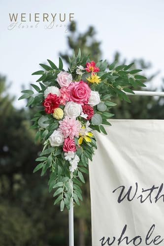 Artificial Wedding Arch Flowers Kit(Pack of 2) for Wedding Arch, Bridal Shower, Ceremony and Reception Backdrop Decoration (Bright Pink) - Image 4