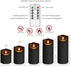 Eebuss Flameless Candles with Remote Timer, Battery Operated Realistic Flickering LED Candles, 9 Packs Fake Candles for Home Decor (D3 x H 3" 4" 5" 6" 7") (Black) - Image 5