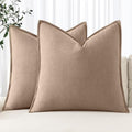 MIULEE Decorative Linen Euro Sham Pillow Covers 24x24 Camel by MIULEE