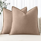 MIULEE Decorative Linen Euro Sham Pillow Covers 24x24 Camel by MIULEE