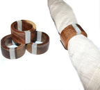 Wooden Napkin Rings Set of 8 for Dinning Table Decor - Acacia Wood Resin Napkin Holde for Cloth Napkin (Round Shape,Ivory Color) - Image 5