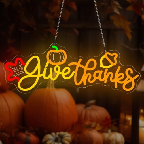 Give Thanks Neon Sign for wall decor Pumpkin Thanksgiving LED neon Lights - Image 7