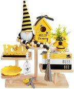 Spring Decorations for Home 8 Pcs Summer Bumble Bee Tiered Tray Decor Set by SYNCVIBE
