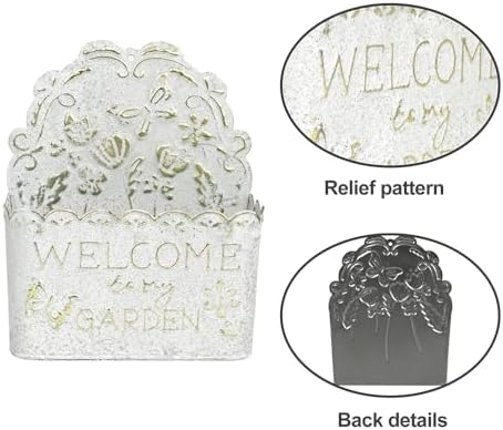 Decorative Hanging Wall Basket Shabby Chic Wall Planter for Indoor Planters Decor White Wall Planter Holder Metal Hanging Planter Wall Mounted Planter for Farmhouse Garden Wall Decor - Image 3