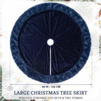 Skylety 48" Velvet Christmas Tree Skirt with Faux Fur Trim,Navy Blue - Image 2