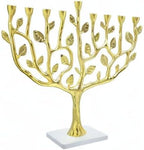 The Dreidel Company Large Gold Hanukkah Menorah Tree of Life with Stone Base 11 Imces Long - Image 3