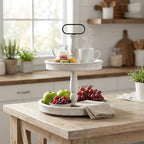 Krismax Decorative Trays - Two Tiered Tray Stand Rustic Tiered Tray Decor 2 Tiered Tray Serving Tray Seasonal & Holiday Decoration Wooden Tray for Coffee Table Farmhouse Display Stand Tray - Image 6
