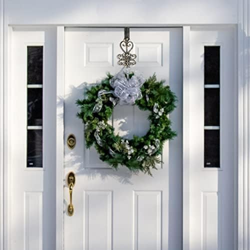 2 PCS Wreath Hangers for Front Door, 15" Over Door Wreath Hook, Fleur Dis Lis Wreath Hanger for Doors, Metal Overdoor Wreath Holder, 20 lbs Christmas Decorations Wreaths Hook- Vintage Gold - Image 2