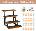 Cupcake Stand for 50 Cupcakes 4 Tiered Tray Stand for Food Cookie Wooden Dessert Display Risers for Party Wedding Buffet Stepped Risers Display Stands for Vendor Farmers Market Display, Brown - Image 2