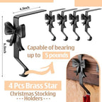 Shimeyao 8 Pcs Black Bow Christmas Stocking Holders, Vintage Mantel Hooks - Image 6