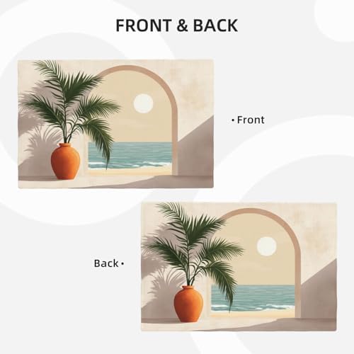 Boho Placemats Set of 6 Beach Table Mats Abstract Place Mats Decor Imitation Linen Heat Resistant Green Botanical Tablecloth for Dining Decorations Kitchen Party Restaurants 12''x18'' - Image 5