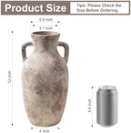 Ceramic Flower Vase with Handles,12" Neutral Tall Clay Terracotta Vases Farmhouse Table Vases with Handle Living Room Decor Rustic Pottery Pots for Home Shelf Coffee Dining Desk Fireplace - Image 2