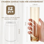 Didaey 12 Pcs Acrylic Bud Vases Amber, Cylinder Vase for Rose Centerpieces - Image 5