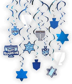 The Dreidel Company Hanukkah Swirl Decorations, Includes 12 Swirls with Foil Hanukkah Cutouts 24" and Swirls Alone Hang 18" Long (6-Pack) - Image 3