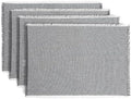 Over&Back Set of 4 Woven Frayed Chambray Placemats - Colorful Dining Table Mat - Hand-Finished Frayed Edges - 100% Cotton - Machine Washable - Kitchen and Home Decor - Grey - 14" L X 20" W by overback