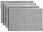 Over&Back Set of 4 Woven Frayed Chambray Placemats - Colorful Dining Table Mat - Hand-Finished Frayed Edges - 100% Cotton - Machine Washable - Kitchen and Home Decor - Grey - 14" L X 20" W by overback