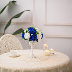 BLOSMON Royal Blue Artificial Flowers: 6 Pcs Fake Roses Flower Ball Centerpieces for Wedding Dinning Table - Faux Silk Kissing Bouquet Floral Arrangement for Home Party Event Decor - Image 6