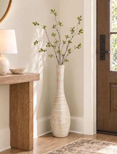 Hanobe 27.5" Tall Wood Floor Vase for Pampas Grass, Boho Farmhouse Style - Image 4