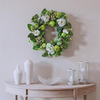 National Tree Company 24 inch Artificial Spring Wreath with Rose, Apples and Berries, Realistic Floral Decoration for Front Door or Indoor Décor - Image 2