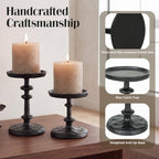 Black Cast Iron Pillar Candle Holders Set of 2 Farmhouse Candlesticks - Image 4
