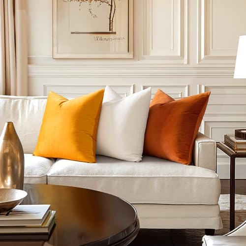 MIULEE 24x24 Inch Pack of 2 Euro Velvet Throw Pillow Covers Pure White - Image 2