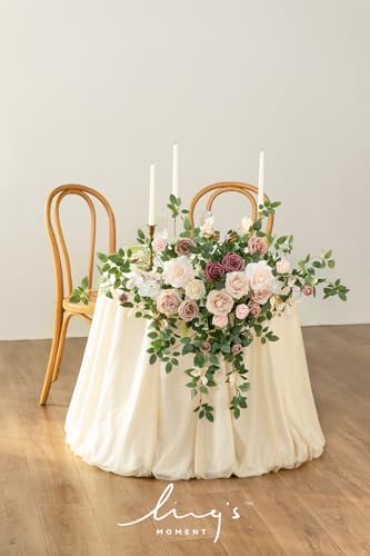 Ling's moment 2 Pack Dusty Rose Floral Garland Wedding Arch Flowers - Image 2