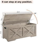 Timberer 47.2" Storage Chest, Wooden Storage Bench, Entryway Shoes Bench - Image 3