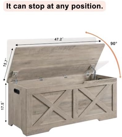 Timberer 47.2" Storage Chest, Wooden Storage Bench, Entryway Shoes Bench - Image 3