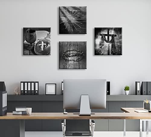 Christian Canvas Wall Art Decor Easter Bible Verse Set of 4 for Church - Image 4