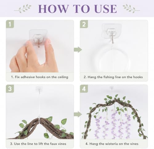 Enchanted Jungle Theme Decoration Set Artificial Purple Wisteria Vines - Image 4