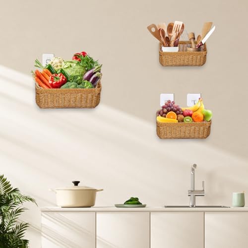 Wicker Style Wall Baskets, Hanging Storage Organizer - Image 5