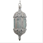 2PCS Moroccan Hanging Decorative Candle Lantern Holder Metal Tealight Candlestick Holder Glass Indoor Outdoor Candle Holder Courtyard Hanging Decoration (Vintage White) - Image 2
