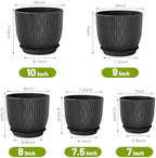 Plastic Plant Pots 10/9/8/7.5/7 inch Set of 5, Flower Planters with Drainage Holes and Saucers, Plastic Pots for Indoor Outdoor Plants, Livingroom Garden Decor (Black) - Image 2