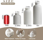 Large Modern Ceramic Vase Set, White Ribbed Matte Design, 10 Inch Tall, 4 Inch Width, 3-Piece Decorative Vases for Home, Living Room, Office (XL Matte Glaze White) - Image 5