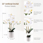 Fake Orchid Plant 23" Tall, Realistic Touch Leaves, Potted Phalaenopsis Artificial Plants Indoor for Home Decor Small Office Home Living Room-White - Image 2