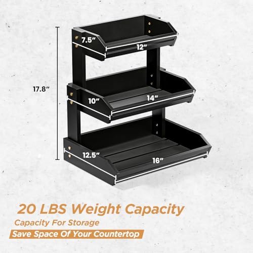 HOLANA Acacia 3 Tier Fruit Basket, Easy Assembly, Versatile Use (Black) - Image 2
