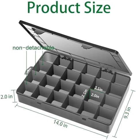 Gbivbe Large 24 Grids Plastic Organizer Box Adjustable Dividers,Clear Storage Box for Jewelry, Art DIY Crafts, Washi Tapes, Beads and Small Parts(Black,3Pack) - Image 5