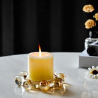 Crystal Candle Holders Pillar Candlestick Decorations for Home Party Dinner Christmas, Suitable for Large Cylindrical Candles, Champagne Color - Image 5