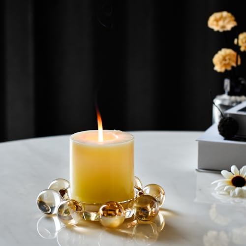 Crystal Candle Holders Pillar Candlestick Decorations for Home Party Dinner Christmas, Suitable for Large Cylindrical Candles, Champagne Color - Image 5