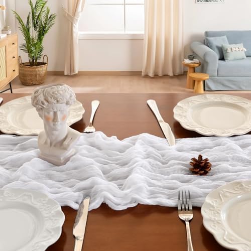12 Pack 10Ft White Cheesecloth Table Runner 23 x 120 Inch - Image 4