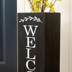 Glitzhome Set of 2 Wooden Welcome Porch Sign, Natural Double Sided Box-shaped Porch Sign for Front Porch Decor, Black, 24"H - Image 5