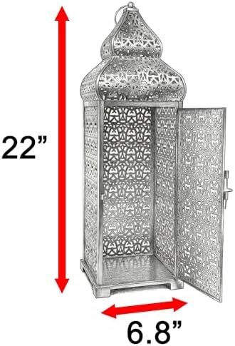 Vela Lanterns Decorative Indoor Moroccan Floor Candle Holder, White, XL - Image 5