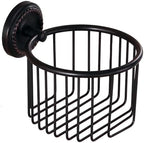 Vintage Wall-Mounted Toilet Paper Holder with Wire Basket Design, Oil-Rubbed Bronze, Wall-Mounted Bath Hand Towel Holder with Braiding Carvings, Vintage Style. by Kelelife