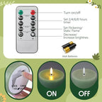 3 Pcs 6/8/12" Sage Green Flameless LED Candles Battery Operated & Remote - Image 4