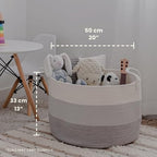 OrganiHaus Large Woven Storage Basket for Blankets and Toys 20" x 13" Inch, Rope Laundry Basket with Handles, Cushions & Pillows Storage Bin, Nursery Hamper, Soft Round Dog Toy Bin - Gray - Image 2