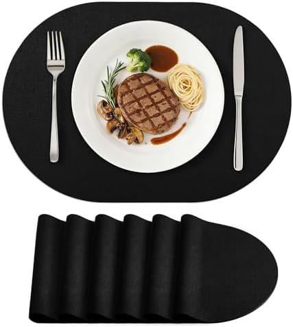 homing Heat Resistant Oval Placemats Set of 6, Black by homing