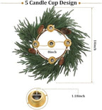 Yinder Norfolk Pine & Pinecone Wreath 14" 5-Hole Gold Centerpiece - Image 3