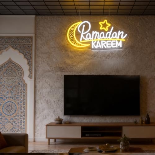 Ramadan Kareem Neon Sign, 15.7x 8.3 Inch Moon Star Led Lights USB Powered Ramadan Mubarak Neon Light for Islamic Muslim Home Windows Bedroom Party Eid Mubarak Ramadan Decoration Gifts - Image 6