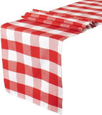 ShinyBeauty 4 Packs Checkered Table Runners 72 Inches Long Red and White Table Runner Christmas Plaid Linen for Farmhouse Dinning Tables Cotton Gingham Fabric Table Decor(14"X72") by ShinyBeauty